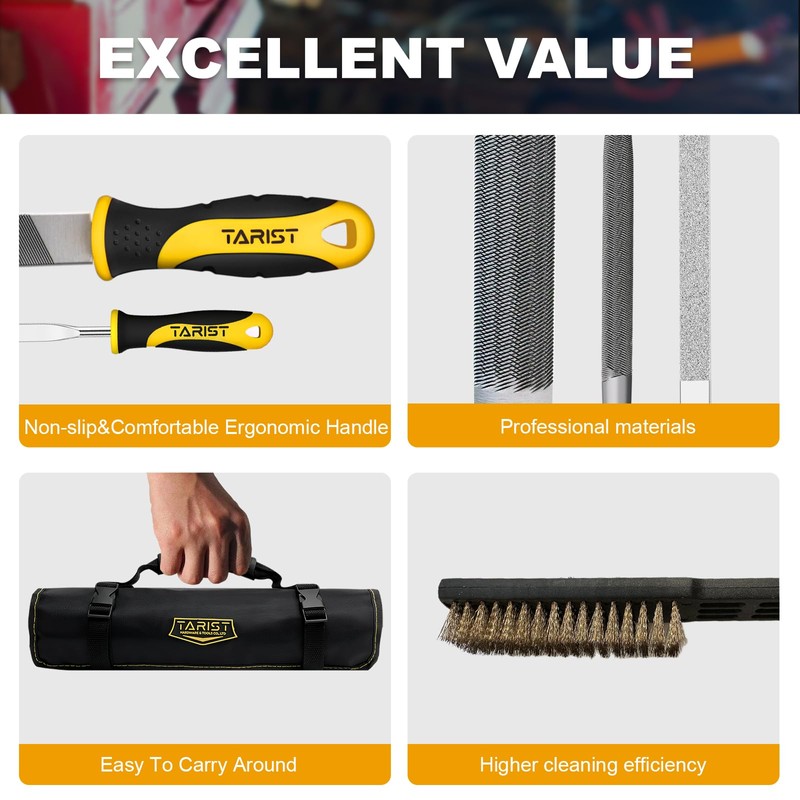 TARIST 17PCS File Set with Tool Bag, Includes 4PCS Large