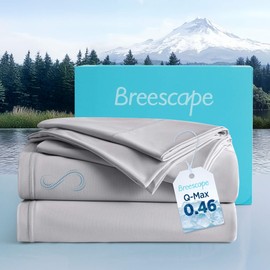 Breescape Cooling Sheet Set Cal King Size - BlendTek™ Dry & Cool Technology for Hot Sleepers and Night Sweats, Q-Max>0.46, Deep Pocket Up to 18", 360° Elastic Band, Misty Gray