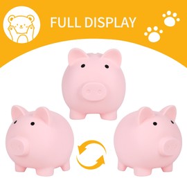 H&W Mini Piggy Bank for Kids, Plastic Coin Bank, Unbreakable Money Banks, Cute Piggy Banks for Kids, First Money Box, Best Birthday Gifts Home Decoration（Pink）