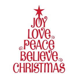Family Believe Christmas Uplifting Cartoon Wall Decal Decoration Christmas Holidays Décor Christmas Tree Silhouette Holidays Holiday Gift Lasts Years and Easily Removable - Size: 28 in(W) x 40 in(H)