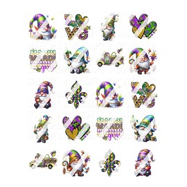 Mardi Gras Party Gnome Design #3 Nail Art Decals- Waterslide Nail Decals