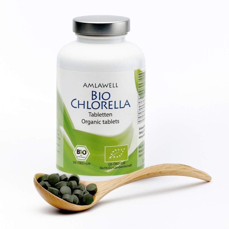 AMLAWELL Organic Chlorella Tablets - 250 g Protein-Rich Chlorella Pellets