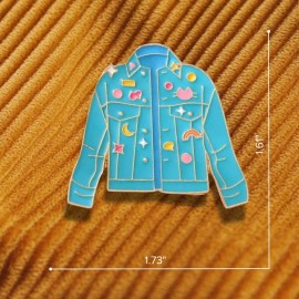 Unbranded Cute Patch Denim Jacket Enamel Pin - Adorable Denim Jacket with Patches Pin