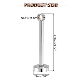 uxcell 2 Set 9.84inch Ceiling Mount Bracket Fit 1.02inch Pipe, Stainless Steel Curtain Rod Holder Closet Rod Holders for Wardrobe Bathroom Curtain Pipe, Silver