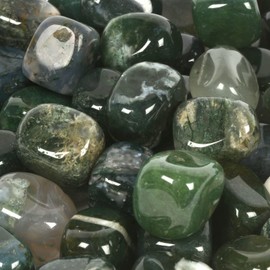Justinstones 100 Grams Small Moss Agate Tumbled Stone Specimen Collection Pocket Worry Healing Crystal Home Decorations