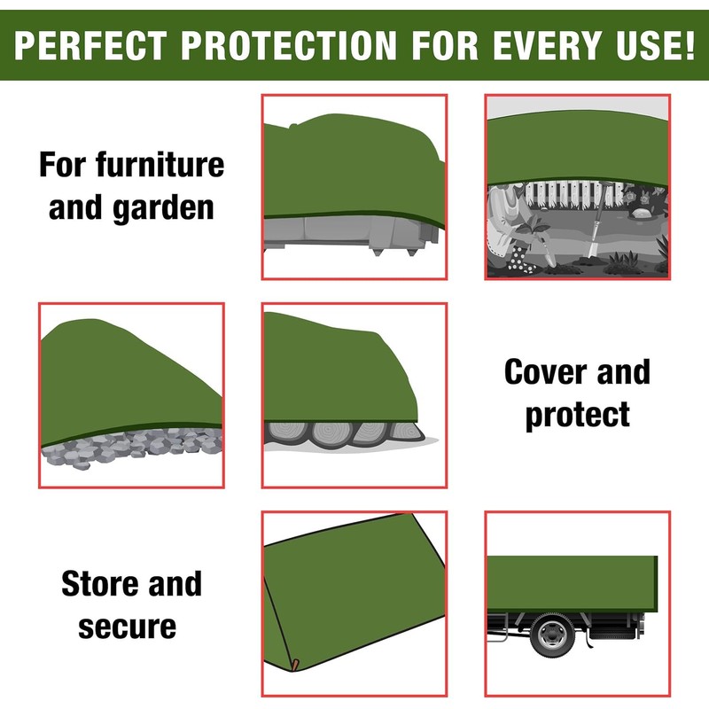 MYPURECORE Green Tarpaulin – Heavy Duty, Waterproof Cover Plastic Sheet