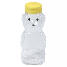 Little Giant Plastic Honey Bear Clear Squeeze Bottles Case of Twelve, 12 ounce