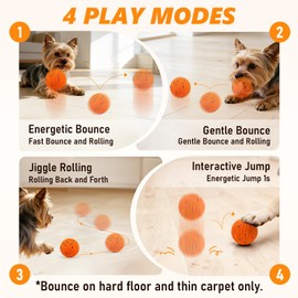 PETSWEET Remote Control Dog Toy Ball, Interactive Self Bouncing E-TPU Ball with 3 Modes (Bounce/Roll), Rechargeable Auto Moving Toy for Small Medium Large Dogs, Keeps Them Busy, ORG&BLU
