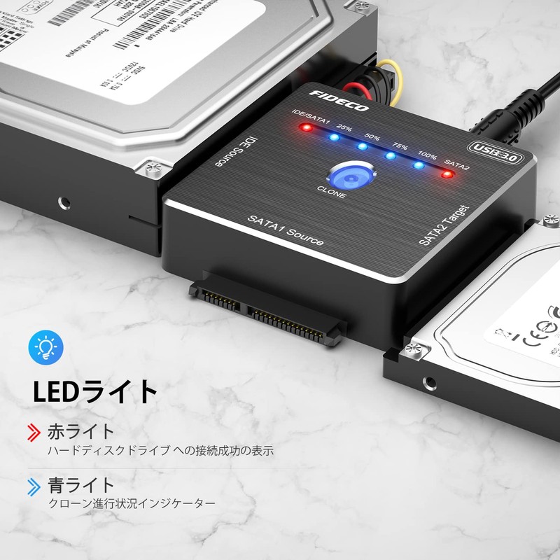 FIDECO SATA/IDE Conversion Adapter Offline Clone HDD Converter USB 3.0