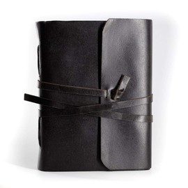 KomalC Handmade Leather Journal/Writing Notebook, Diary/Bound, Daily Notepad for Men and Women, Unlined Paper, Medium, 8 x 6 inches (8 x 6, Black)