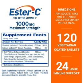 Ester-C Vitamin C 1000 Mg Coated Tablets, Immune System Booster, Stomach-Friendly Supplement, 120 Count Nature's Bounty