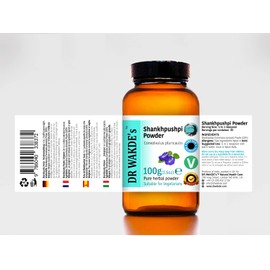 DR WAKDE'S Shankhpushpi Powder (Convolvulus pluricaulis) - 100g (3.5oz) | Pure, Raw & Dried Powder | Ayurvedic Herb | Vegan |