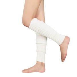 American Trends White Leg Warmers Kawaii for Women Winter Y2k Ballet Knit Cream Dance Leg Warmers Socks for Girls 2 Pack White