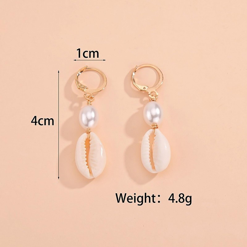 Inateannal Boho Cowrie Shell Earrings Pearl Shell Drop Earrings Pearl