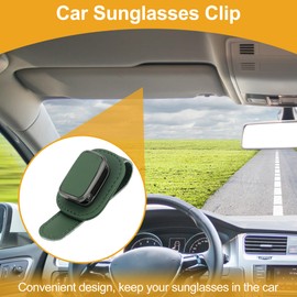 X AUTOHAUX Car Sunglasses Clip Universal Sun Visor Sunglasses Holder for Car PU Leather, Metal Green 10x4cm 1 Pcs