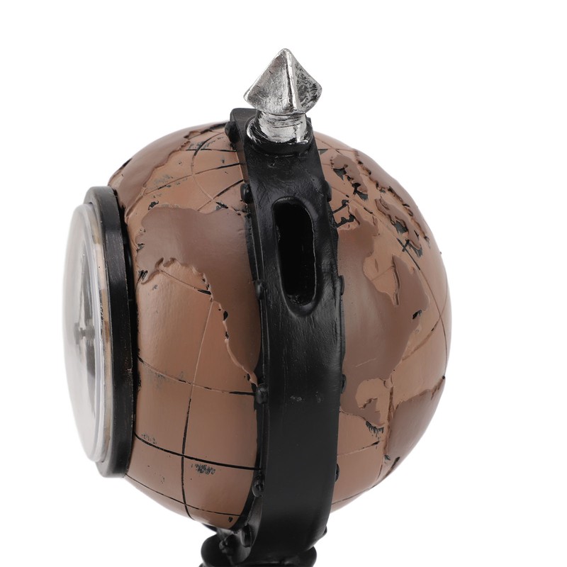 Globe Clock Decorative Desk Ornament Resin World Map Clock with