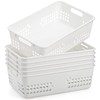 Jucoan 6 Pack White Plastic Storage Baskets, 12 X 8