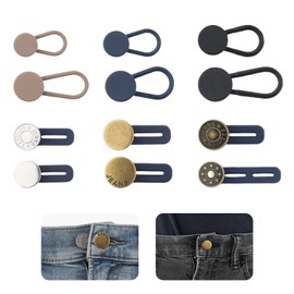 12pcs Jeans Waist Button Extender, Adjustable Pants Button Extender No Sewing Instant Waistband Extenders Set Jeans Waist Extenders for Women Men (4 Sizes)
