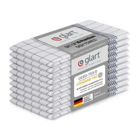 Glart 48KG2 Set of 10 Tea towels Tea towels Kitchen towels, 50 x 70 cm, 100 Percent cotton OEKO-TEX, grey checkered, pre-washed