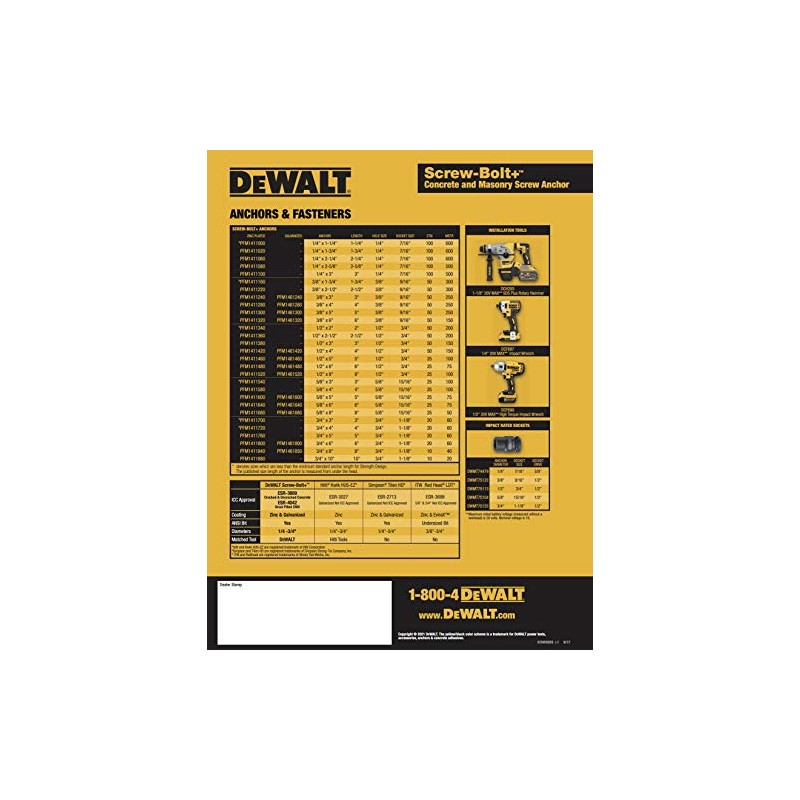 3/8 x 4 DeWALT Engineered by Powers Screw-Bolt High Performance