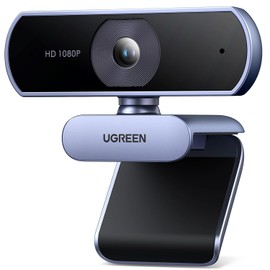 UGREEN Cámara Web HD con Micrófono, 1080P@30FPS, Plug＆Play, HD Corrección de Luz Automática, Cámara Web de Vídeo USB-A con Vista de 85° para Transmisión en Vivo, Conferencia, Videollamada, Juego