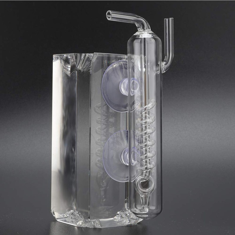 Phefop Aquarium Bubble Counter Transparent Corrosion Resistant Glass CO2 Spiral