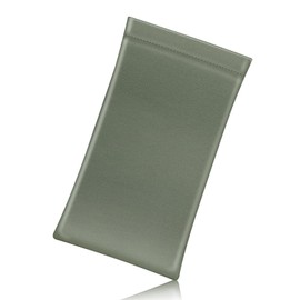 FINTIE Eyeglasses Pouch with Cleaning Cloth, Portable Squeeze Top Vegan Leather Soft Glasses Case Anti-Scratch Sunglasses Bag (Pale Green)