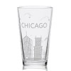 CHICAGO ILLINOIS SKYLINE Engraved Pint Beer Glass | Minimalist City