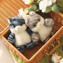 PEACH CAT Cat Stuffed Animal Cute Kitten Plushies Small Plush Toys Gifts for Kids Grey