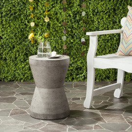 Safavieh Outdoor Collection Torre Modern Concrete Dark Grey 17.3-inch Accent Table