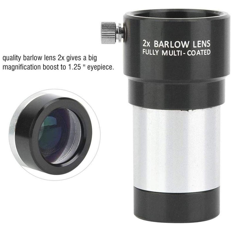 POFET Lens 2X, 1.25 Inch Fully Multi-Coated Metal Barlow Lens