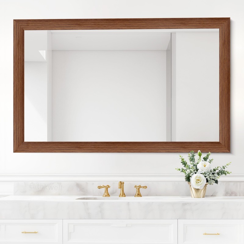 Elitekwell Mirror Frame Border 32FT Bathroom Wood Grain Wallpapers Decorative