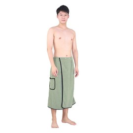 PURFUN Men Boys Soft Wearable Bath Towels Soft Adjustable High Hydroscopicity Bathroom Pool Beach Spa Bathing Shower Cover Up Wrap Around Towel with Elasticated Band (Light Green)