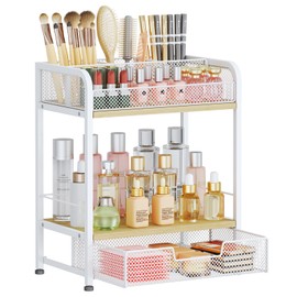 HapiRm Makeup Organizer with Drawers - Large Vanity Organizer with Dividers, Cosmetic Display Case for Perfume, Skincare, Makeup Brush, Dresser, Bathroom Countertop