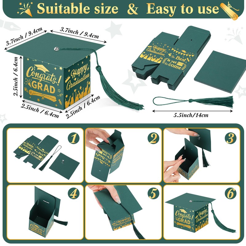 TaoBary 30 Pcs Graduation Cap Candy Box 2026 Graduation Decorations