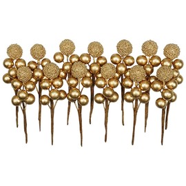 Grenerics 20 Branch Gold Holly Berry Stems Artificial Berries Picks for Berry Wreath Christmas Berries Garland and Holiday Wreath Ornaments by Baryuefull