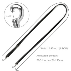 VanEnjoy Adjustable Genuine Leather Crossbody Straps Replacement - Width 1/2“, Length 25”-51”, 2# Black - Silver Buckles, Gold Rock, Classic