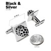 Vittorio Vico Colored Crystal Studded Flower Cuff Links (Black/Silver, CL-1201)