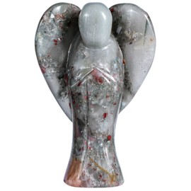 Amogeeli 3 Inches Hand Carved Healing Stone Angel Figurine, Energy Crystal Pocket Guardian Angel Statue