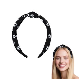 ShiQiao Spl Soccer Knotted Headbands for Women Sport Hairbands for Women's Hair Accessories Wide Football Top Knot Headbands Football Soccer Hairband Headband Knotted Hair Hoop Black Sports Head Band