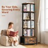 Housolution 5 Tier Rotating Bookshelf Tower with Storage, Rustic Brown