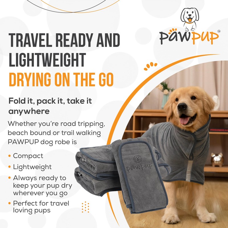 PAWPUP® Dog Drying Coat - Double Layer Ultra Absorbent Microfibre