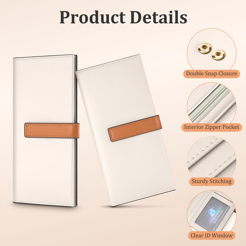 Mayski Slim RFID Blocking Clutch Wallet for Women Bifold Credit