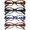 EYEURL Oval Reading Glasses for women-4 Pack Blue Light Blocking