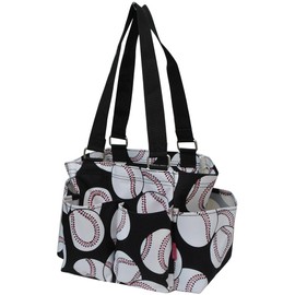 Baseball Print NGIL Small Zippered Caddy Organizer Tote Bag