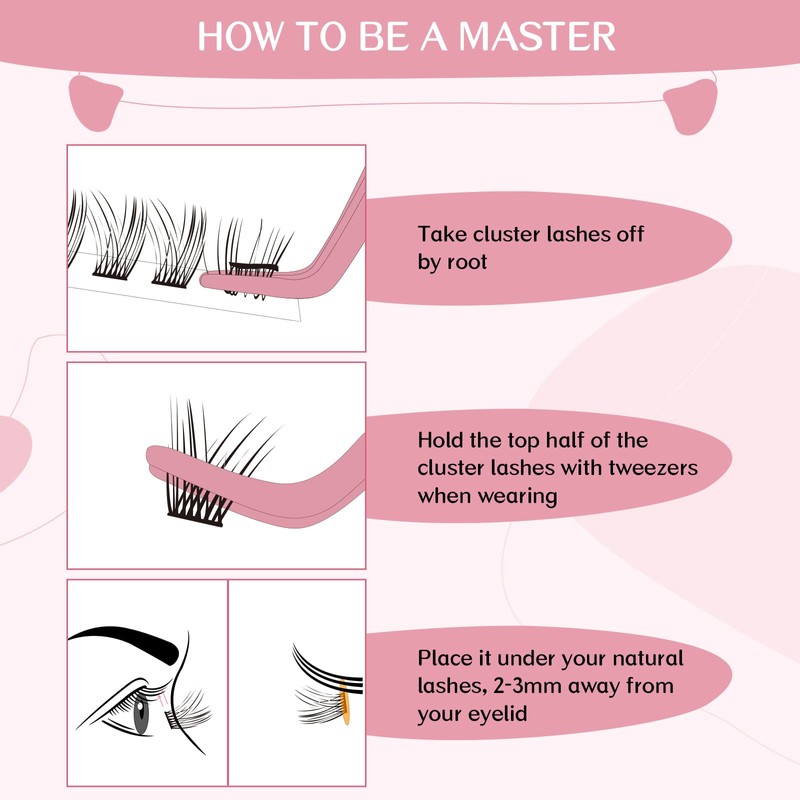 Cluster Eyelashes, Pack of 72 Individual Eyelashes, Eyelash Clusters, DIY