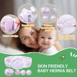 GRLEAYIE Hernia Belt for Baby，Umbilical Hernia Belt with Convex Covered Compression Pads ，Breathable Baby Belly Band，Adjustable Newborn Belly Support Band Wrap with 4 Hernia Packs(Small)