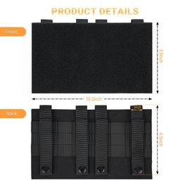 Molle Hook & Loop Panel, 10"x6" Molle Patch Panel for Tactical Vests & Backpacks, Molle Panels for Morale Patches, Badges, Pouches & Backpack Accessories (Black)