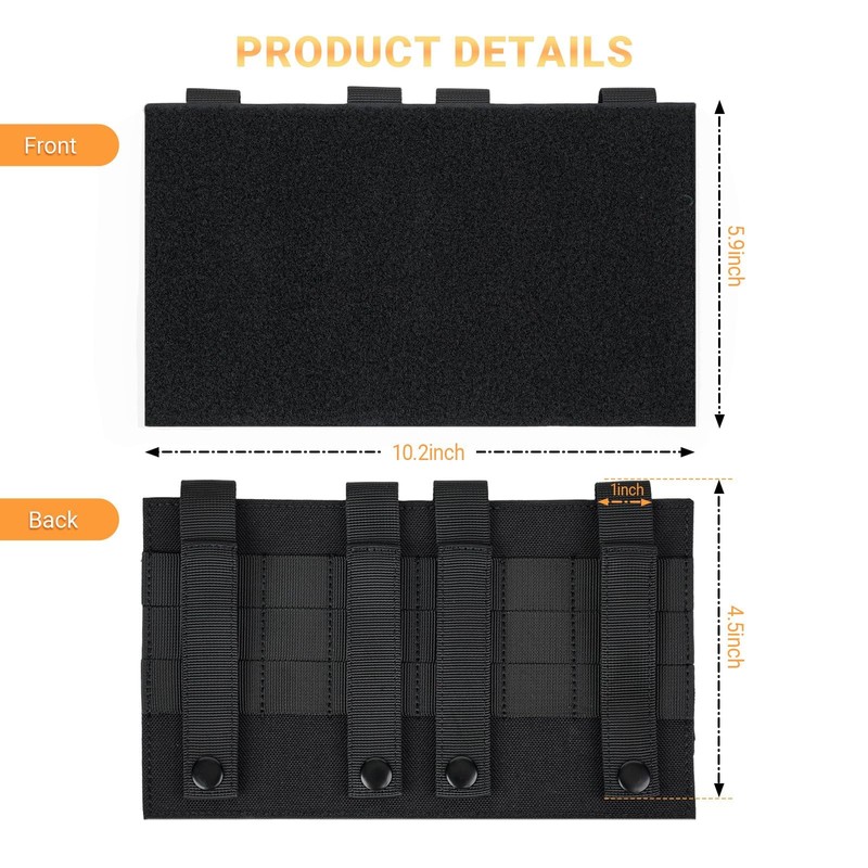 Molle Hook & Loop Panel, 10"x6" Molle Patch Panel for