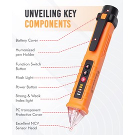 NEW LEADER Non Contact Voltage Tester Pen, Circuit Tester 50V-1000V with NCV Detection, Electrical Tester Pen, LED Flashlight, Buzzer Alarm, Wire Breakpoint Finder, Ideal for Electrical Maintenance